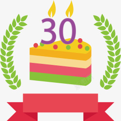 30岁30岁生日蛋糕标签矢量图高清图片