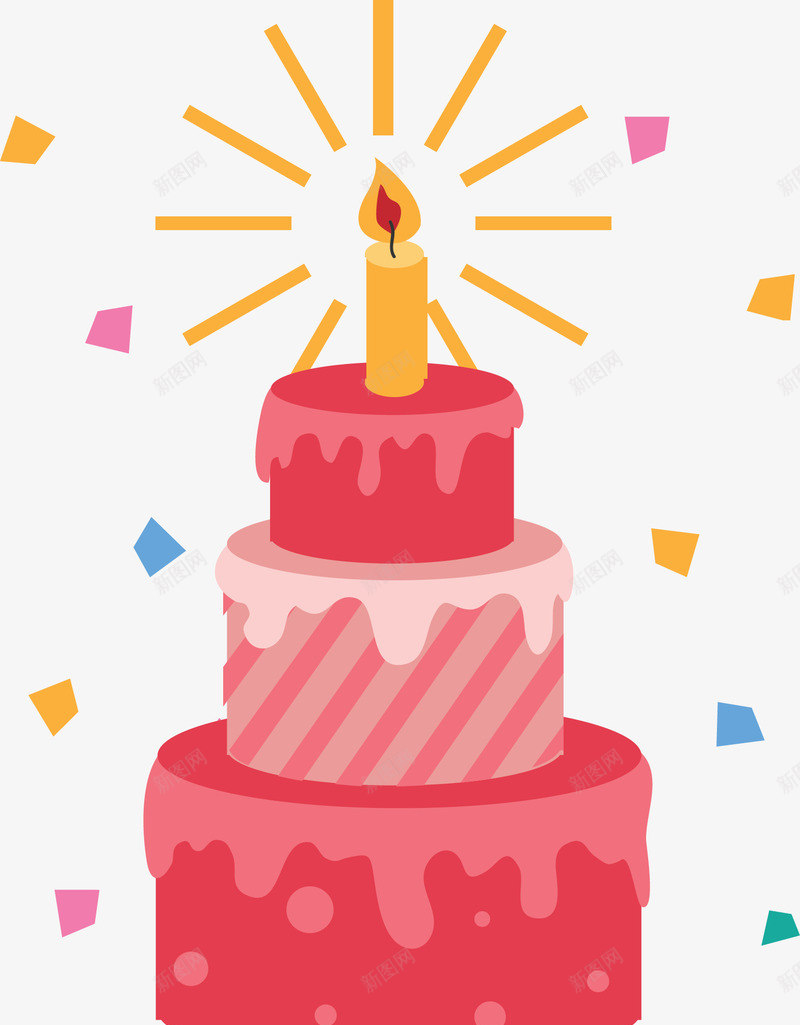 红色三层生日蛋糕矢量图ai免抠素材_新图网 https://ixintu.com 生日派对 生日蛋糕 矢量png 红色蛋糕 蛋糕 过生日 矢量图