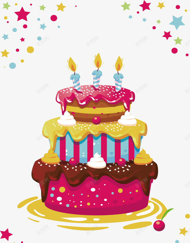 三层生日蛋糕矢量图ai免抠素材_新图网 https://ixintu.com 三层蛋糕 奶油蛋糕 生日快乐 生日蛋糕 矢量png 蛋糕 矢量图