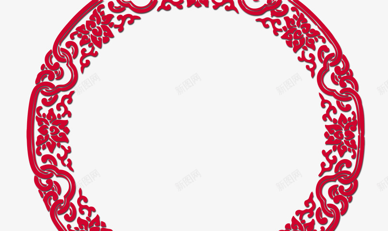 剪纸边框装饰png免抠素材_新图网 https://ixintu.com 中国风 剪纸 圆形 红色