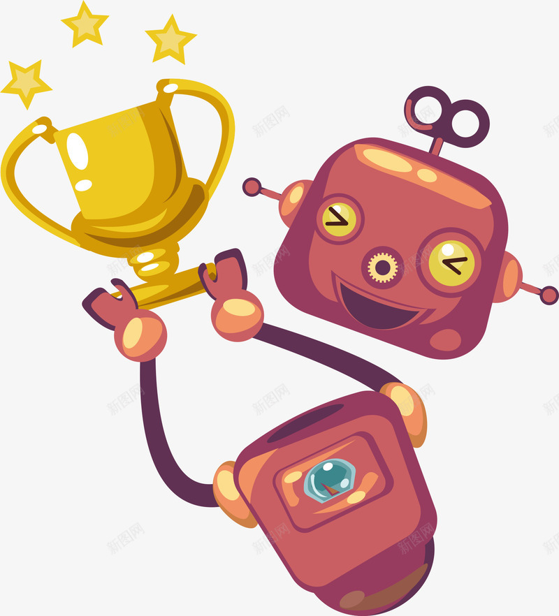 创意机器人与奖杯png免抠素材_新图网 https://ixintu.com 创意机器人 卡通机器人 奖杯 机器人 矢量机器人 获奖