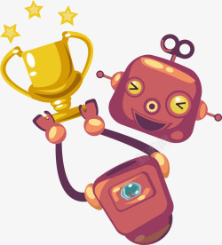 创意机器人与奖杯素材
