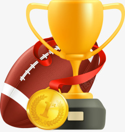 名誉橄榄球比赛金奖奖杯高清图片