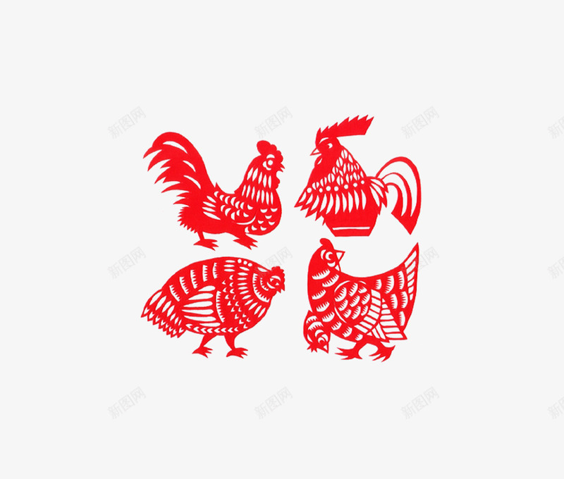 创意鸡的新年剪纸画psd免抠素材_新图网 https://ixintu.com 2017春节 新年剪纸画 红色剪纸画 鸡的剪纸画