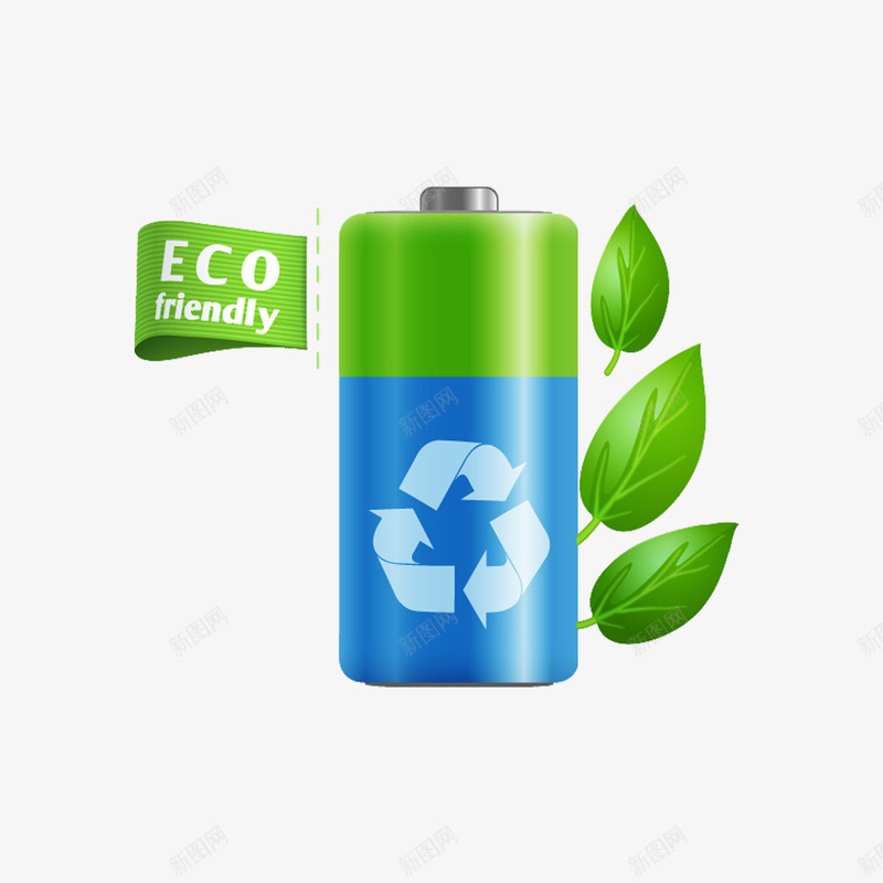 环保电池psd免抠素材_新图网 https://ixintu.com 循环 植物 环境保护 电车