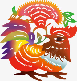 剪纸母鸡矢量图中国风生肖剪纸鸡高清图片