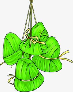 绿色手绘艺术粽子造型素材