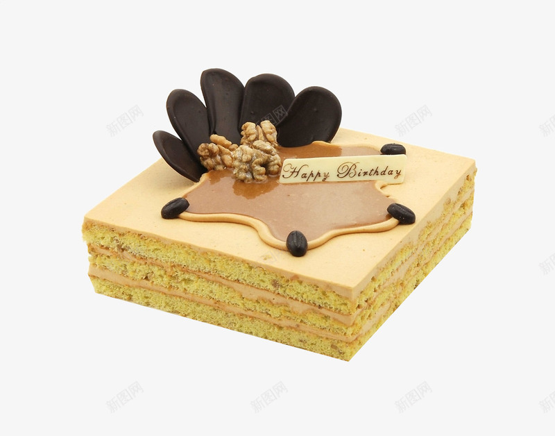生日快乐png免抠素材_新图网 https://ixintu.com 创意造型 方形 黄色蛋糕 黑色巧克力