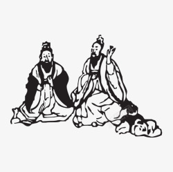 古代商朝黑白剪裁素材