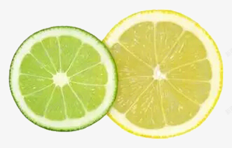 黄色和绿色的卡通柠檬切片png免抠素材_新图网 https://ixintu.com 柠檬 柠檬切片 绿色柠檬 黄色柠檬