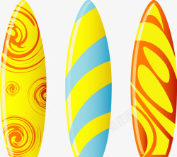 彩色绚丽卡通夏日冲浪板素材