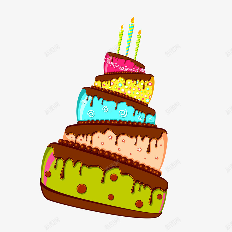 多层美味的生日蛋糕png免抠素材_新图网 https://ixintu.com 甜品 生日蛋糕 节日 蜡烛