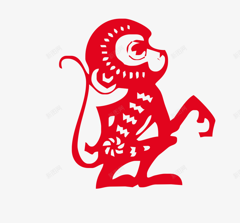 剪纸猴子猴年快乐png免抠素材_新图网 https://ixintu.com 剪纸 快乐 猴子 猴年