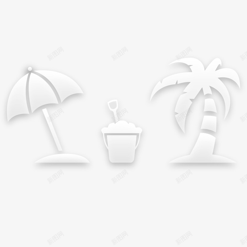 夏日沙滩矢量图ai免抠素材_新图网 https://ixintu.com 夏日 椰子树 白色 雨伞 矢量图
