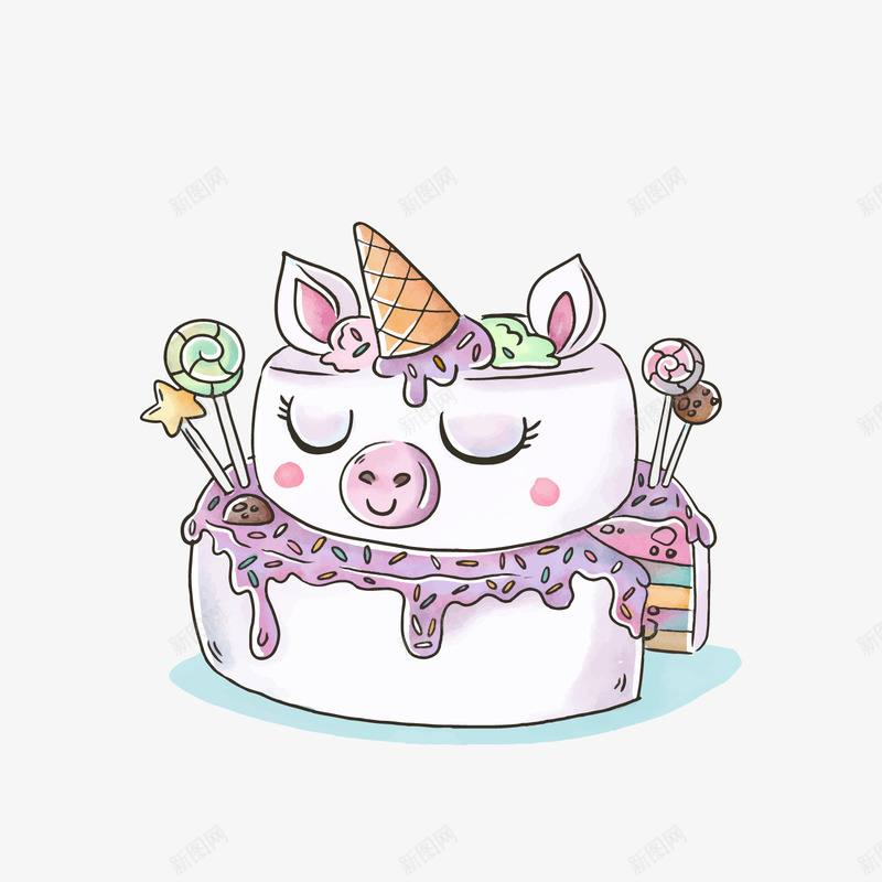 可爱小猪生日蛋糕png免抠素材_新图网 https://ixintu.com 卡通食物 可爱蛋糕 定制蛋糕卡通 小猪蛋糕 生日蛋糕 背景装饰