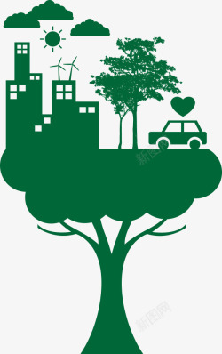 绿树环保城市矢量图素材