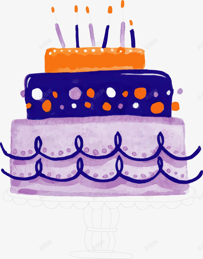 蓝紫色水彩生日蛋糕矢量图ai免抠素材_新图网 https://ixintu.com 手绘蛋糕 水彩蛋糕 生日蛋糕 矢量png 蓝紫色蛋糕 蛋糕 矢量图