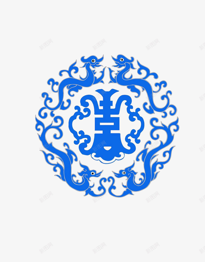蓝色古典窗花psd免抠素材_新图网 https://ixintu.com 剪纸 古典 窗花 蓝色
