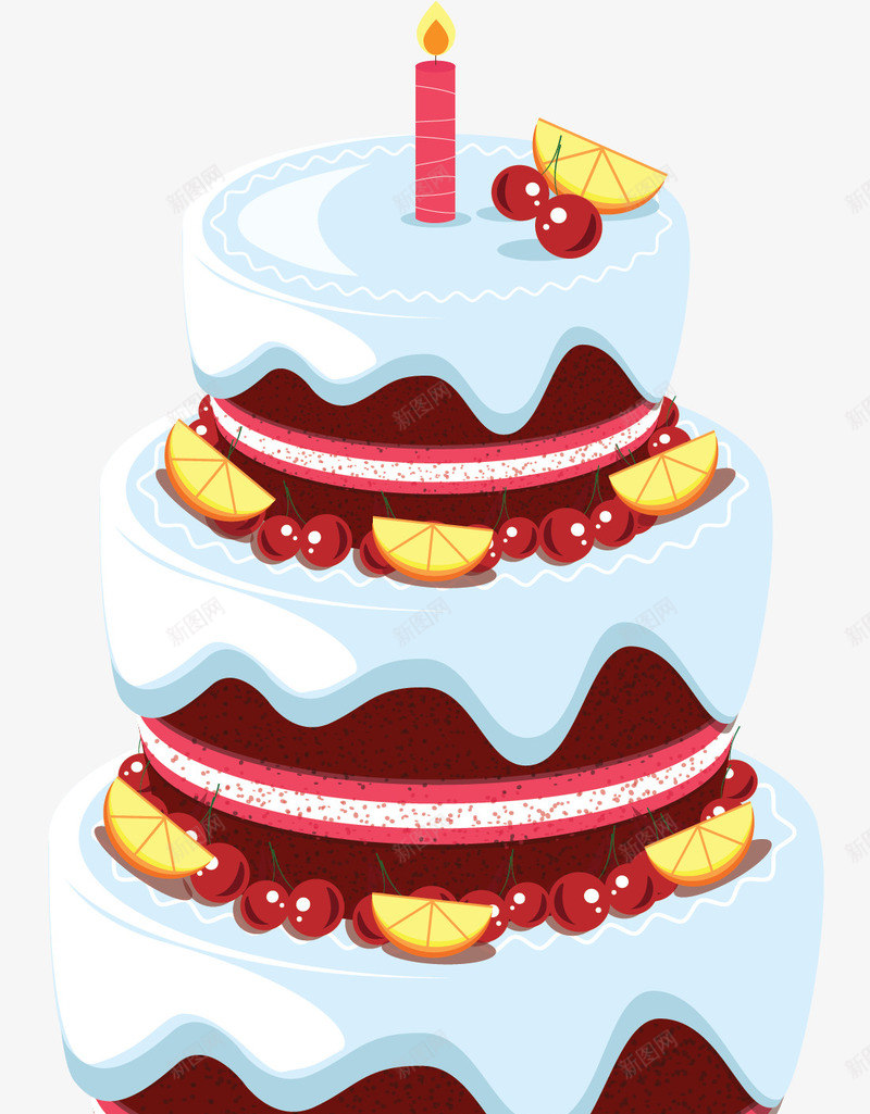 水果装饰生日蛋糕矢量图ai免抠素材_新图网 https://ixintu.com 三层蛋糕 水果蛋糕 生日蛋糕 生日蜡烛 矢量png 蛋糕 矢量图