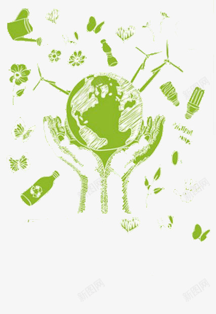 用绿色填满我们的地球png免抠素材_新图网 https://ixintu.com 保护环境 地球 爱护花草树木 绿色