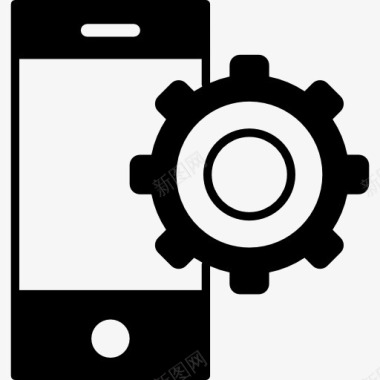 手机变的齿轮符号一圈图标图标