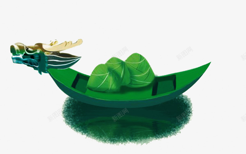 绿色端午龙舟粽子元素png免抠素材_新图网 https://ixintu.com 吃的 水面 端午 粽子 绿色 美食 食物 龙舟