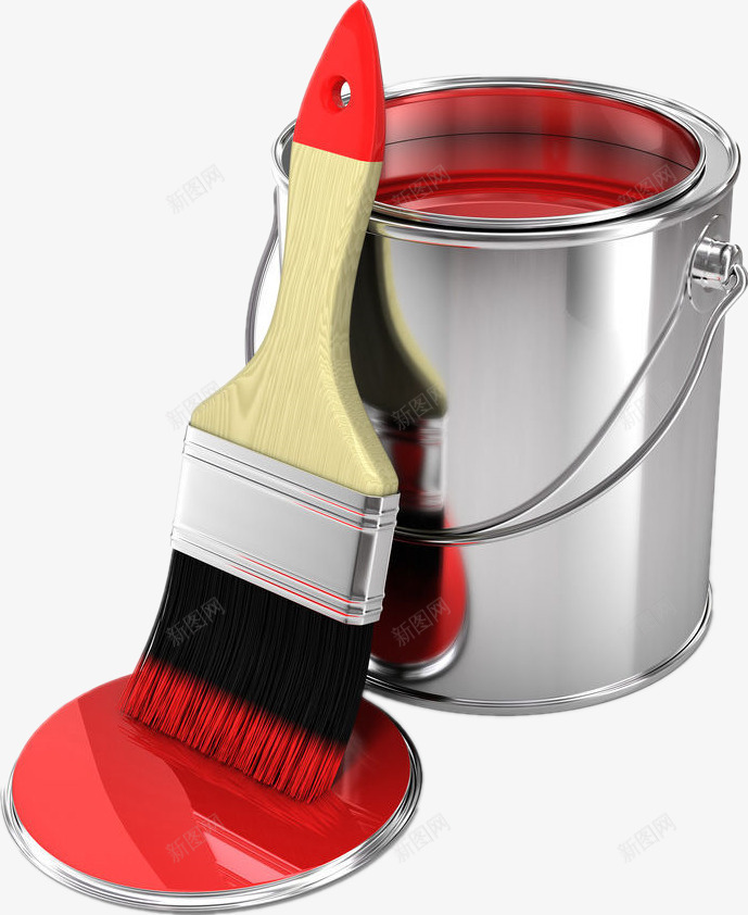 红色油漆装修涂料刷子滚筒png免抠素材_新图网 https://ixintu.com 红色油漆装修涂料刷子