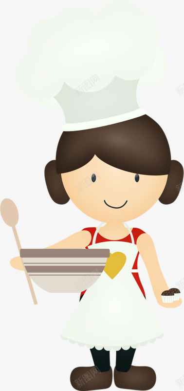 厨师女孩png免抠素材_新图网 https://ixintu.com 卡通 厨师 女孩 孩子 手绘