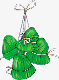 手绘绿色卡通粽子装饰素材