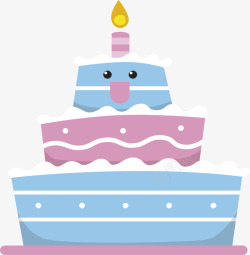 笑脸的蛋糕蓝色生日蛋糕矢量图高清图片
