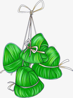 绿色手绘艺术粽子素材