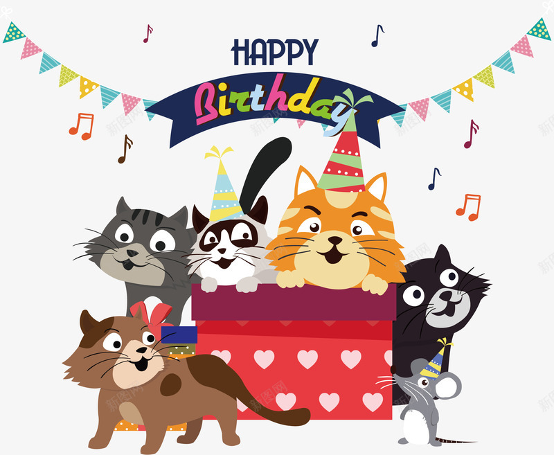 猫和老鼠的狂欢生日派对png免抠素材_新图网 https://ixintu.com happyBirthday 猫和老鼠 生日快乐 生日派对 矢量png 过生日