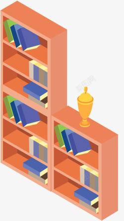 书柜层架立体装饰书架元素高清图片