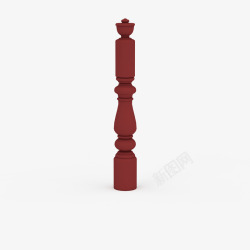 红色简单木头柱子素材