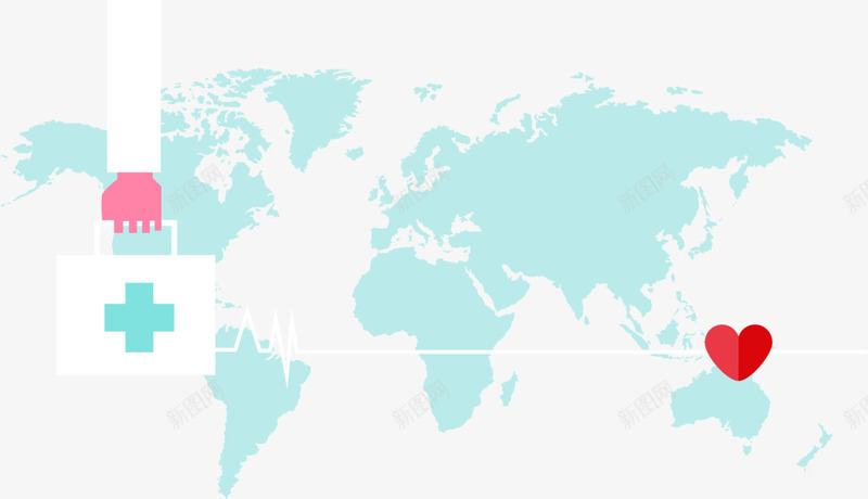 医疗爱心蓝色地图png免抠素材_新图网 https://ixintu.com 4月7号 世界 世界卫生日 健康 医疗 爱心 蓝色地图