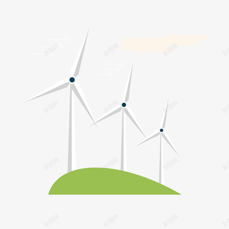 绿色风车png免抠素材_新图网 https://ixintu.com ppt 传统 发电 环保 科技 绿色 风能 风车