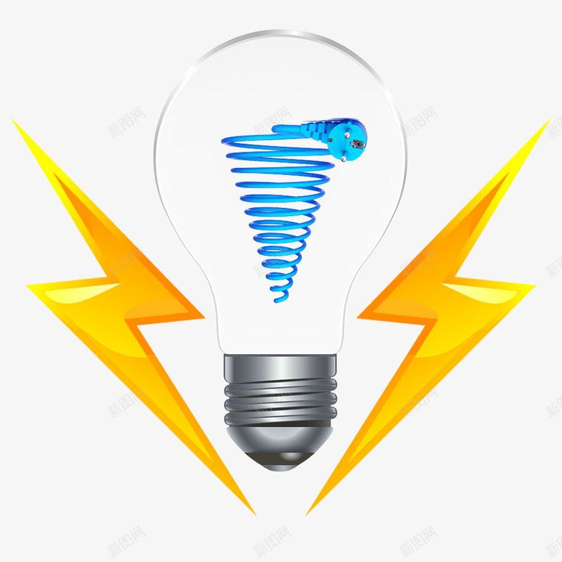 电能灯泡png免抠素材_新图网 https://ixintu.com 低碳节能 公益环保 灯泡 电力 电能 绿色能源 闪电