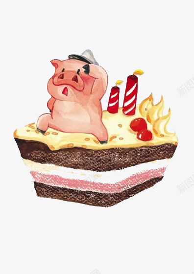 生日蛋糕猪psd免抠素材_新图网 https://ixintu.com 猪 生日 蛋糕