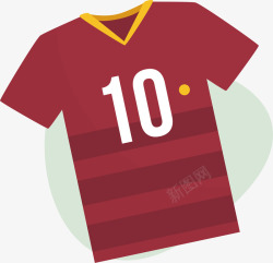 红色10号球衣图标手绘足球运动红色球衣图标素高清图片
