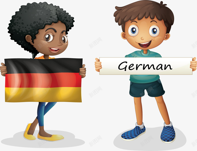 拿着德国国旗的孩子矢量图ai免抠素材_新图网 https://ixintu.com 卡通儿童 卡通孩子 德国 德国国旗 拿着国旗 矢量png 矢量图