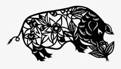 猪拱菌黑色猪拱白菜剪纸高清图片