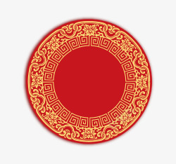 红色圆形剪纸素材