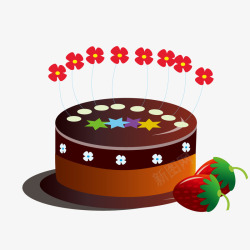 卡通手绘蛋糕生日祝福素材