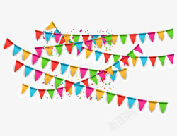 生日彩色缤纷卡通祝贺彩带矢量图素材