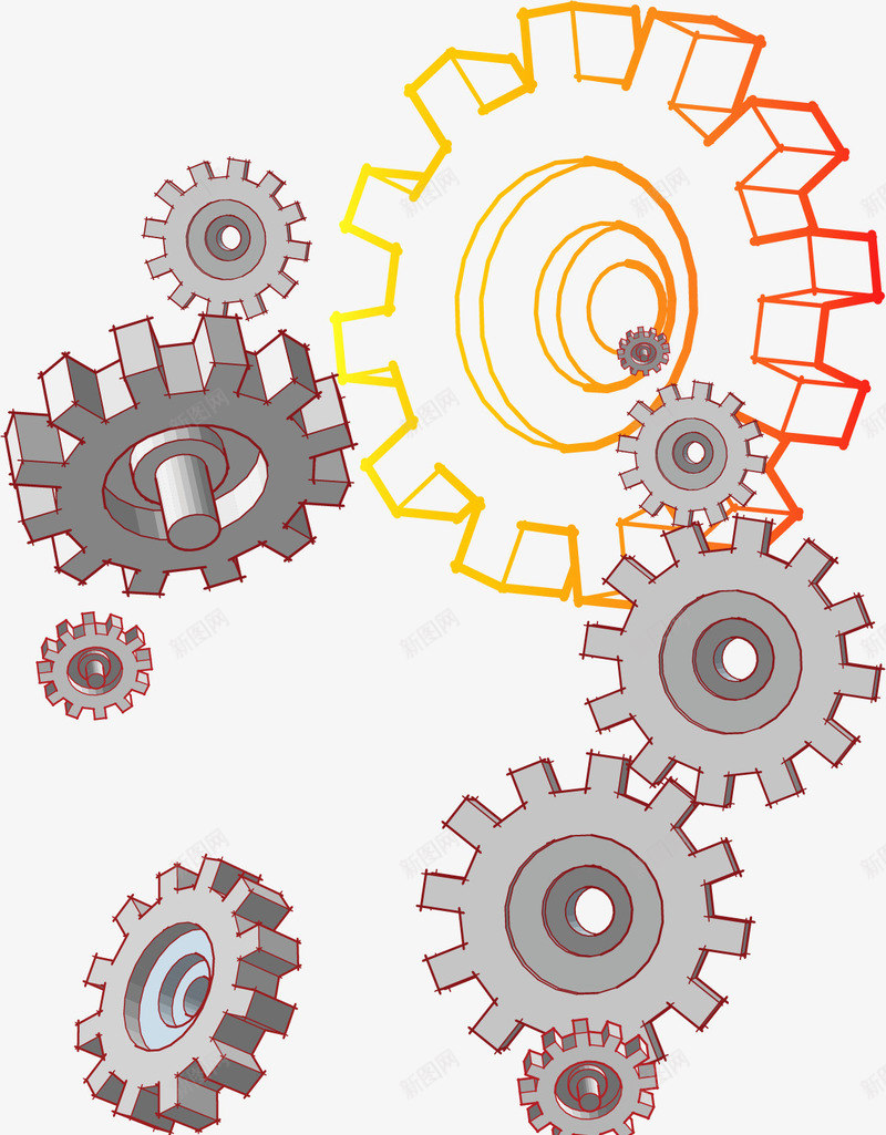 手绘齿轮矢量图ai免抠素材_新图网 https://ixintu.com 工业 手绘 齿轮 矢量图