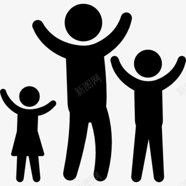 父亲与孩子抬起手臂图标图标