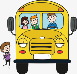 黄色坐蛋壳上校车去学校的孩子高清图片