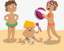 夏日沙滩玩耍儿童素材
