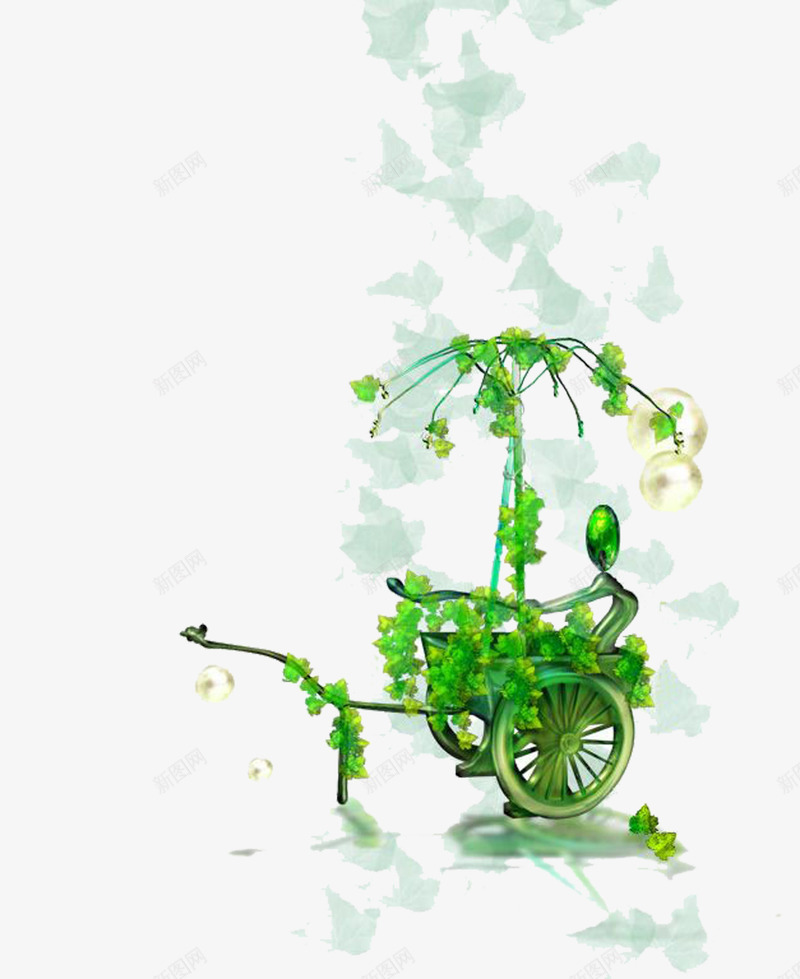 创意绿色手拉车png免抠素材_新图网 https://ixintu.com 创意马车 拉车 环保 环境 车子 马车