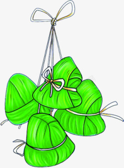 卡通手绘绿色粽子素材